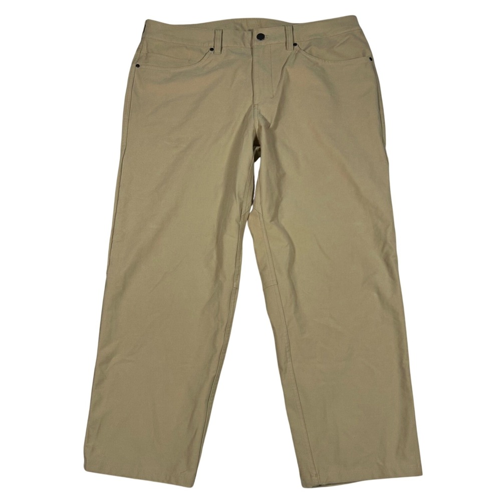 Lululemon Lab Mens Khaki Technical Canvas Pants 36 Tan LM5AH0S Commuter Trouser